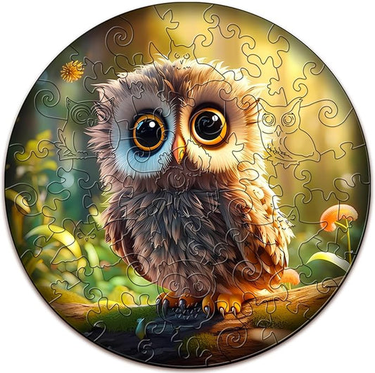 Wooden Puzzles for Kids Ages 6-8 - 50 Pieces Cute Owl Puzzle - Unique Animal Shaped Puzzles Ages 5-8 - Birthday Gift for Kids(11.4x11.4in)‌