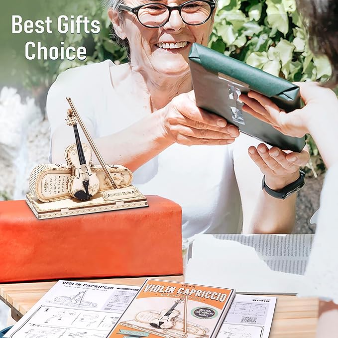 ROKR 3D Puzzles Wooden Craft Kits Musical Instrument Model Kit Collectibles Home Desk Decor Gift for Men Women Hobby for Adults (Violin Capriccio)