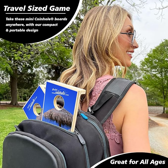 Coinhole Desktop Coin Bouncing Party Game Set | Tabletop Cornhole Board Game | Small Cornhole Travel Game Includes Coins