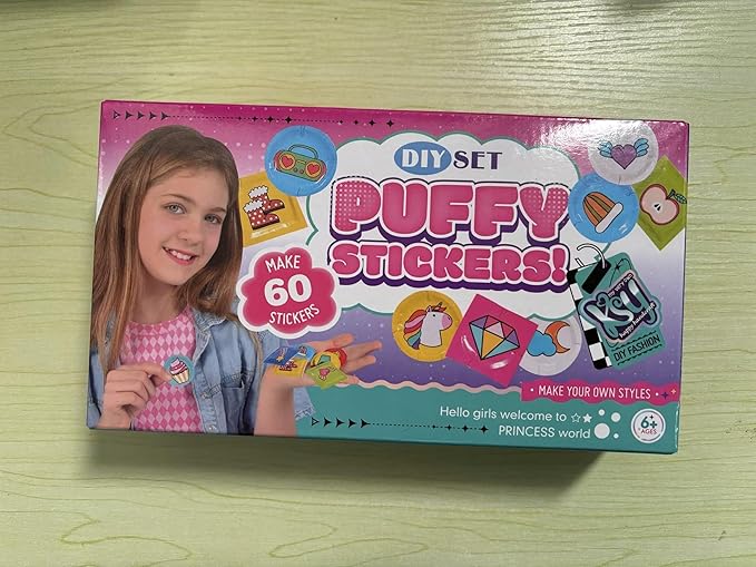 Puffy Sticker Maker Kit for Kids - Make Your Own 3D Stickers Ages 6-10 - Create DIY Craft Machine Unicorn Arts and Crafts Kits for Girls & Boys (60 Stickers)