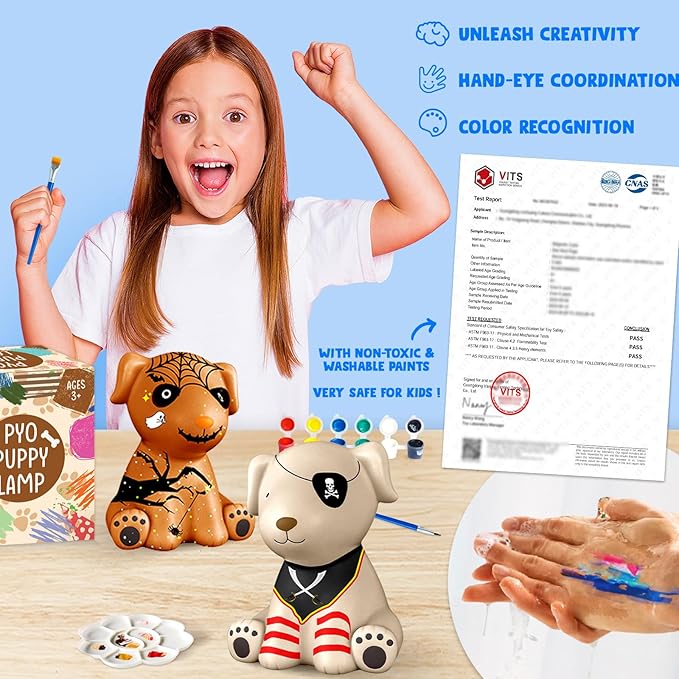 Goodyking Paint Your Own Dog Lamp Kit, DIY Night Light, Crafts for Teens Girls Boys, Arts & Crafts Kit, Painting Kit for Kids, Room Decoration, Christmas Birthday Gift for Kids Ages 3 4 5 6 7 8+