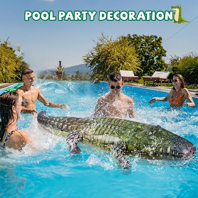 Giant Inflatable Alligator Pool Float,84 inch Animal Themed Pool Toy Ballons for Birthday Pool Halloween Party Decorations,Blow Up Photo Prop,Party Favors Supplies Gift for Kids and Adults