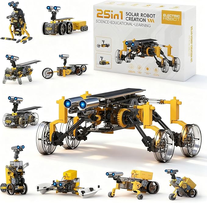 STEM 25-in-1 Education Solar Power Toys for Boys Age 8-12, Science Kits Robots Toys for Ages 8-13, Building Toys Robotics Experiment Set Birthday Gifts for Kids 8 9 10 11 12 13 14Years Old