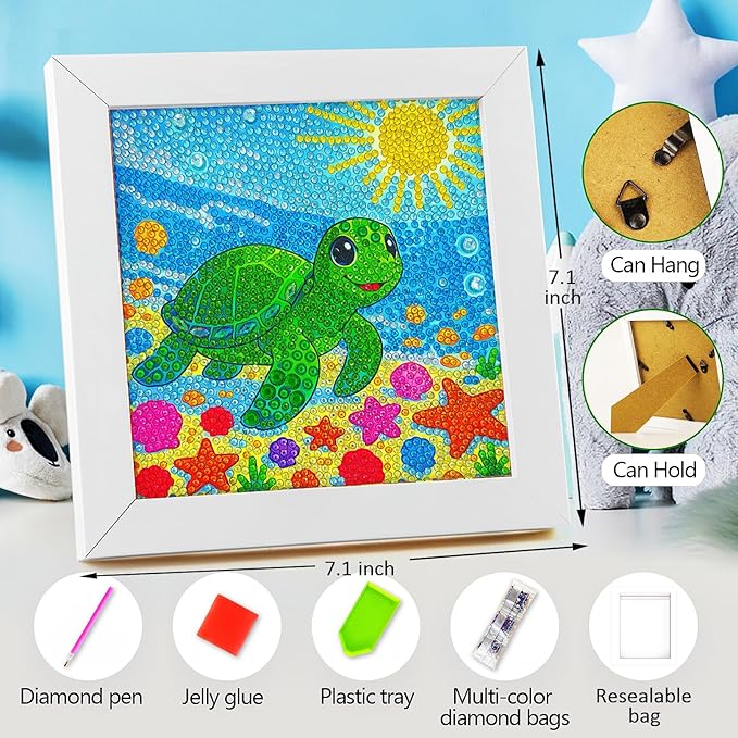 Diamond Art Kits for Kids - Crafts for Ages Girls 8-12 - Diamond Art Painting with Wooden Frame Included - Arts and Crafts for Kids Age 4-6 - GEM Art Supplies for Beginner Friendly Decor Birthday Gift