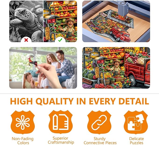 Wooden Puzzles for Adults - Farmers Market Wooden Jigsaw Puzzle, Unique Shape Wood Puzzles Adult, Gifts for Family and Friends, Wall Art Home Decor (M-11.4 * 9.2in- 150 Pieces)