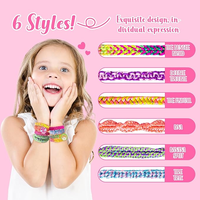 GIRLINK Kids Bracelet Making Kit- DIY String Bracelet Making Kit Girl Toys - String Bracelets Maker Craft for Ages 6-12 Children's Day Gift Birthday Gifts Ideas for Girls