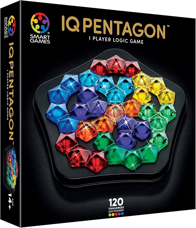 SmartGames IQ Deluxe: Pentagon - The New IQ Series from SmartGames Featuring 120 Challenges in a Deluxe Travel Case for Ages 14 - Adult
