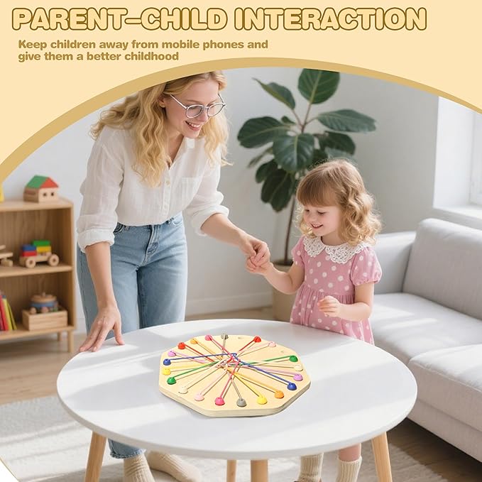10-Piece Wooden Rope Untangling Puzzle Game–Knot Logic Board Toy for Kids & Family, Multi-Level Brain Teaser to Develop Fine Motor Skills