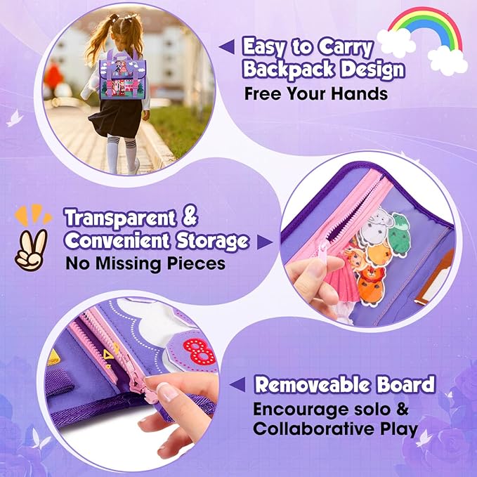 FREYBLI Toddler Busy Board, Montessori Toys for Girl Birthday Gift, Educational Quiet Activity Busy Book for Toddlers, Airplane Car Travel Toys