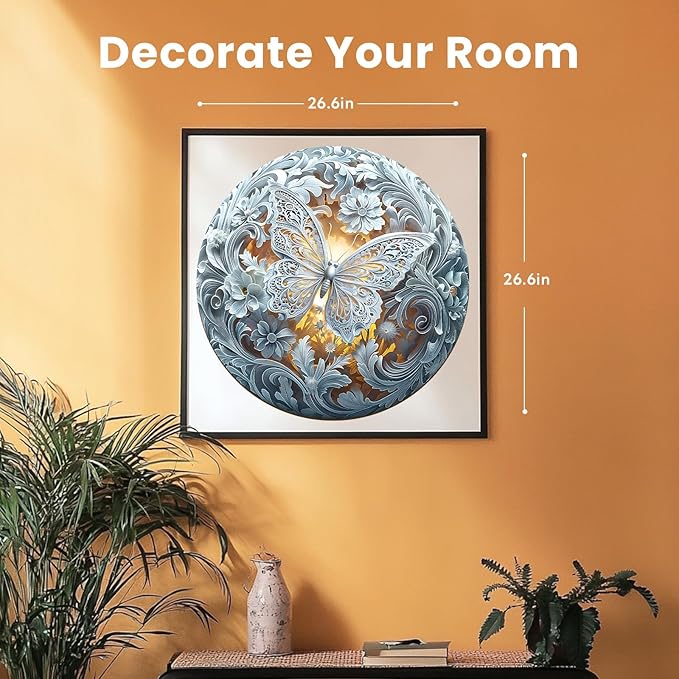 Masseruon 1000 Piece Puzzle for Adults, 26.6 * 26.6in Butterfly Puzzle for Adults, 1000 Pieces Flat Puzzles with 3D Visual Effect When Completed, Puzzles Gift for Women Men