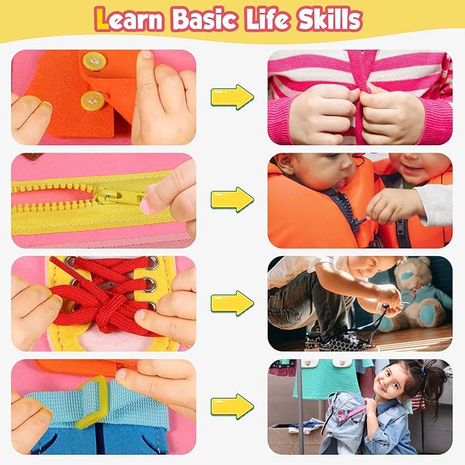 Toddler Busy Board - Montessori Toys for Toddler Girl Birthday Gift, Educational Learning Sensory Busy Book for Toddlers Girls, Toddlers Activities Travel Toys for Airplane Car