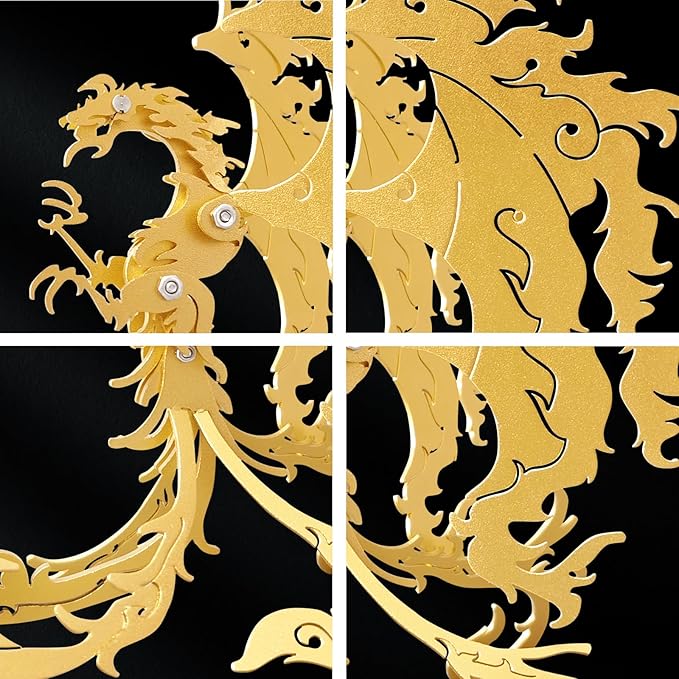 3D Metal Puzzles,3D Metal Puzzle for Adults,Mechanical Model Kit Gold Vermilion Bird,Steel 3D Puzzles Stainless Steel Ornaments for Adults Home Decor Art Craft Gifts Toys.