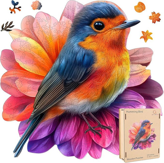 Wooden Puzzles for Adults 500 Piece, Hummingbird Wooden Puzzles Unique Animal Shape Puzzles Family Game Fabulous Gift for Kids and Adults on Birthday 16.5 * 16.1in