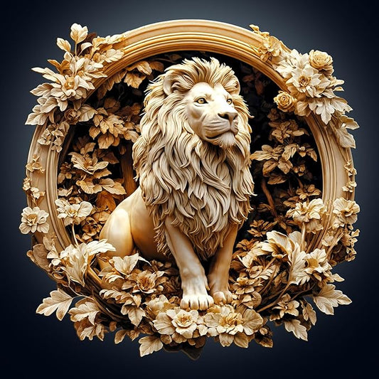 Wooden Puzzles for Adults, Forest Lion Wooden Jigsaw Puzzle 455 PCS Unique Animal Shape Wood Puzzles Adult, Birthday Gifts for 3D Visual Effect Puzzle Lovers Family Games (XL-17.3 * 17.3in)