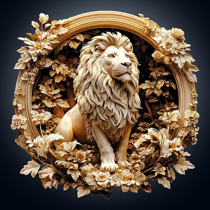 Wooden Puzzles for Adults, Forest Lion Wooden Jigsaw Puzzle 3D Visual Effect Unique Shape Animal Wood Puzzles Adult, Birthday Gifts for Puzzle Lovers Family Games (L-13.4 * 13.4in-275pcs)