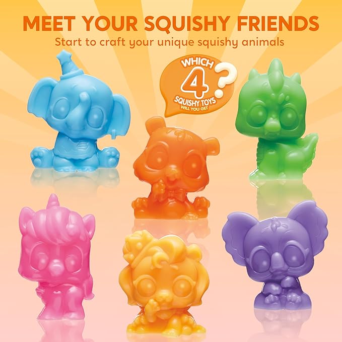 Klever Kits Squishy Toys, DIY Squishy Animal Making Kit, Mystery Box with 4 Surprise Characters Inside, Arts and Crafts, Kids Craft for Kids Ages 6+