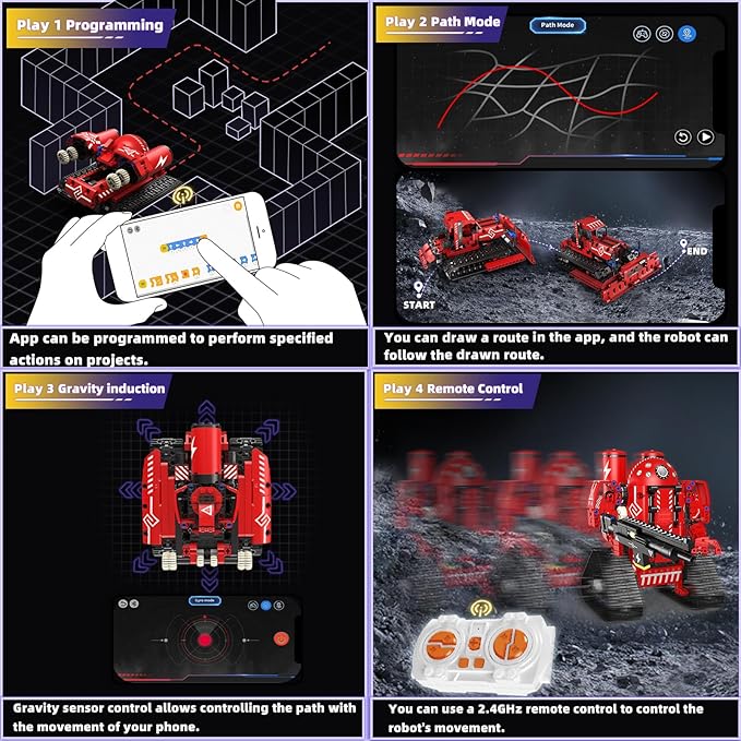 STEM Robot Toys for Kids Ages 8-14, 5-in-1 Remote Control and APP Programmable Robot Toys - 495 Pcs DIY Building Science Educational Kit, Building Block Birthday Present for Teen Boys Girls