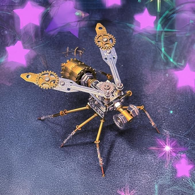 Steampunk Metal Insect Bug Mechanical Steampunk Sculpture Steampunk Mechanical Insect Clockwork 3D Steampunk Metal Puzzle Kits for Adults (Mechanical Wasp A)
