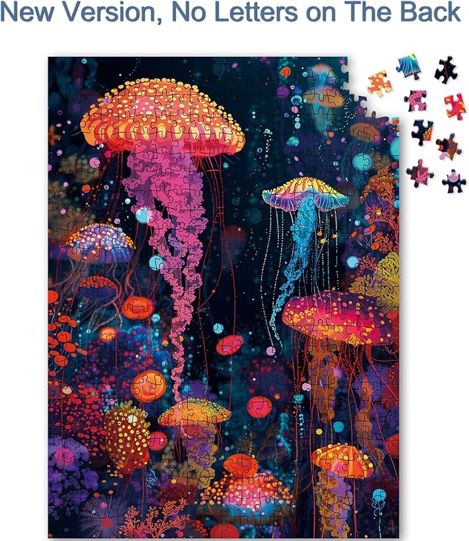 500 Piece Jigsaw Puzzle for Adults, Challenging Hard Puzzles for Kids and Teens Gift Choice Colorful Jellyfish (Multi-Jellyfish)