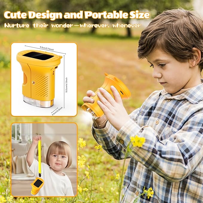 Kids Microscope, 1000X Portable Mini Pocket Microscope with 2.4″ IPS Screen & 8 LEDs, Rechargeable, STEM Educational Science Kit Toys, Best Christmas Birthday Gifts for 4-12 Year Old Girls