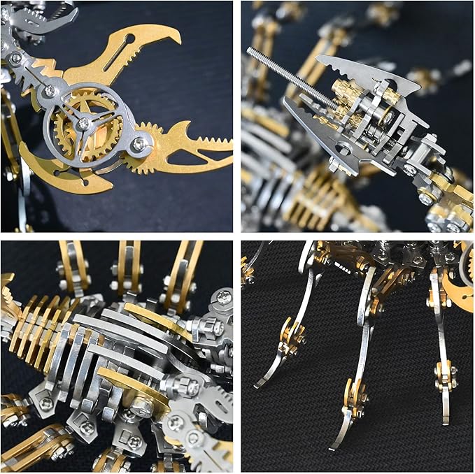 3D Metal Model Kits, Mechanical Scorpion King Gold 3D Metal Puzzle,Steel Warcraft Collection DIY Animal Brain Teasers Simple 3D Puzzles