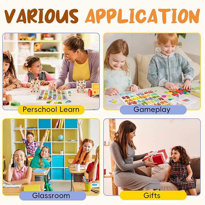 Alphabet Puzzles for Toddlers, ABC Puzzle Toys Wooden Montessori Early Learning Board Preschool Educational Easter Gift for Girls Boys Kids Ages 3+