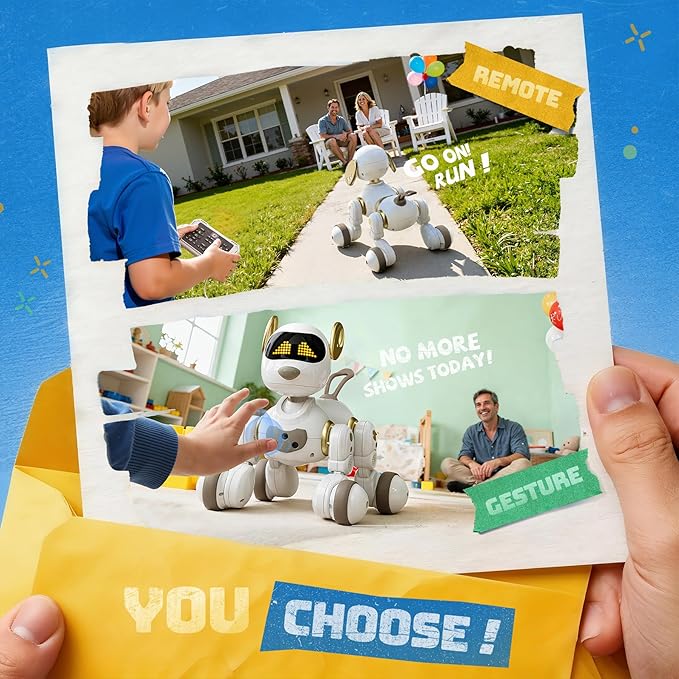 Ruko 18011 Smart Robot Dog, Interactive Puppy with 30 LED Expressions, 20 Actions & 50 Programmable Commands, Voice & Touch Control, Toy for Kids Age 3+