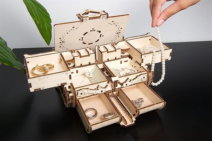 UGEARS 3D Wooden Puzzles Box - 3D Puzzle Antique Wooden Box Wooden Model Kits for Adults - Laser-Cut Mechanical Model Construction Kit