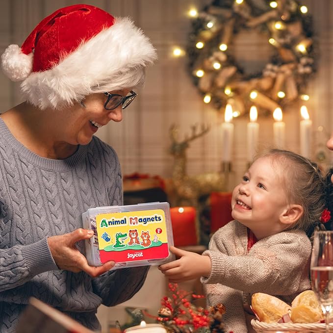 JoyCat Wooden Magnets for Kids – 26 Cute A-Z Animals Fridge Magnets for Toddlers, Large Magnetic Animal Refrigerator Toys, Fun Educational Learning Gifts for Toddlers 2 3 4 5 Years Old