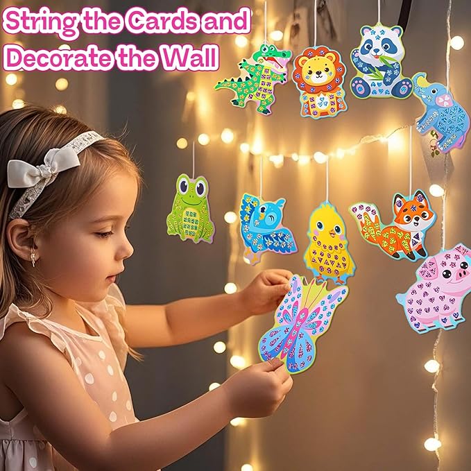 iGetooy 10 Sets DIY Mosaic Stickers for Kids, Animal Art Craft Kit with 720+ Stickers, Travel Toys for Kids, Birthday Gifts for Girls and Boys 3-8 Year Olds