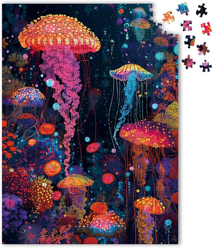 500 Piece Jigsaw Puzzle for Adults, Challenging Hard Puzzles for Kids and Teens Gift Choice Colorful Jellyfish (Multi-Jellyfish)