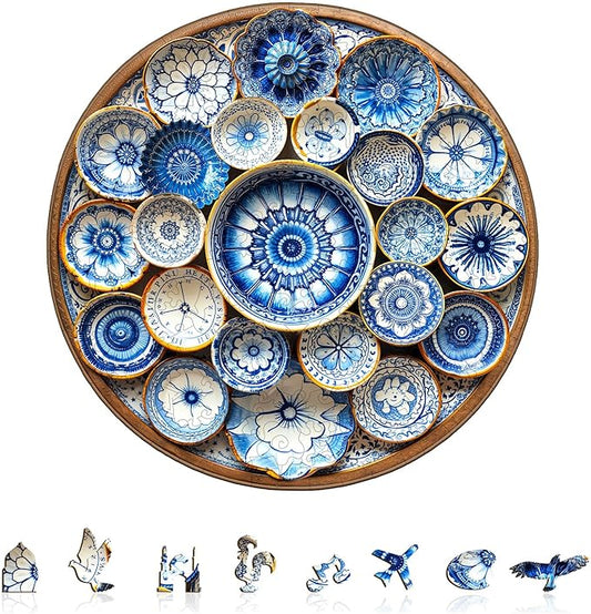 Jigfoxy Wooden Puzzles for Adults, Azulejo Dreams – Port Wood Puzzles Adult, Unique Animal Shape Wooden Jigsaw Puzzles for Adults, Birthday Gifts for Puzzle Lovers, Friend (L-13.4 * 13.3in-270pcs)