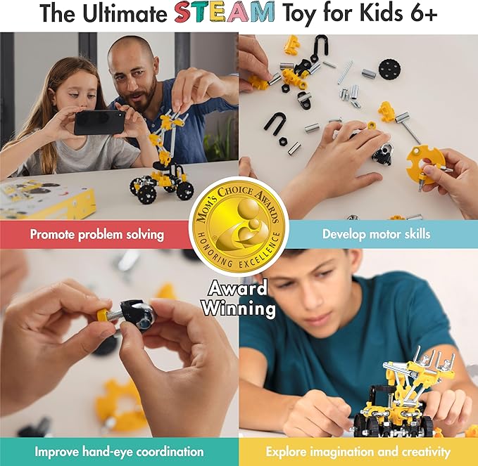 The Off Bits Build Your Own Excavator Toy, 150+ Pcs Vehicle Construction Toys, LoaderBit Educational Stem Building Toys, STEAM Gift for Kids, Engineering Kit for Kids 8 9 10 11 12 Years Old