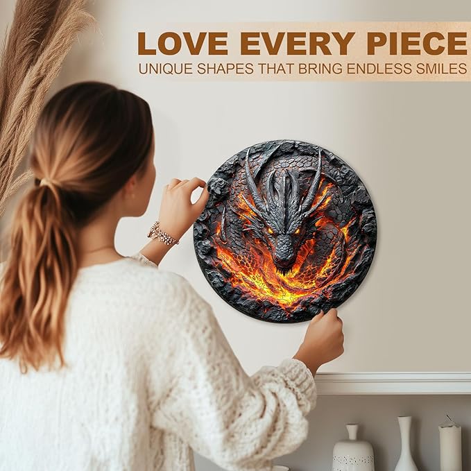 WOODBESTS Wooden Puzzles for Adults-3D Dragon, 100 Pieces Wood Puzzle (S-8.5 * 8.5in), Premium Art Shape Wooden Animal Jigsaw Puzzles, for Men/Women & Family Game Night