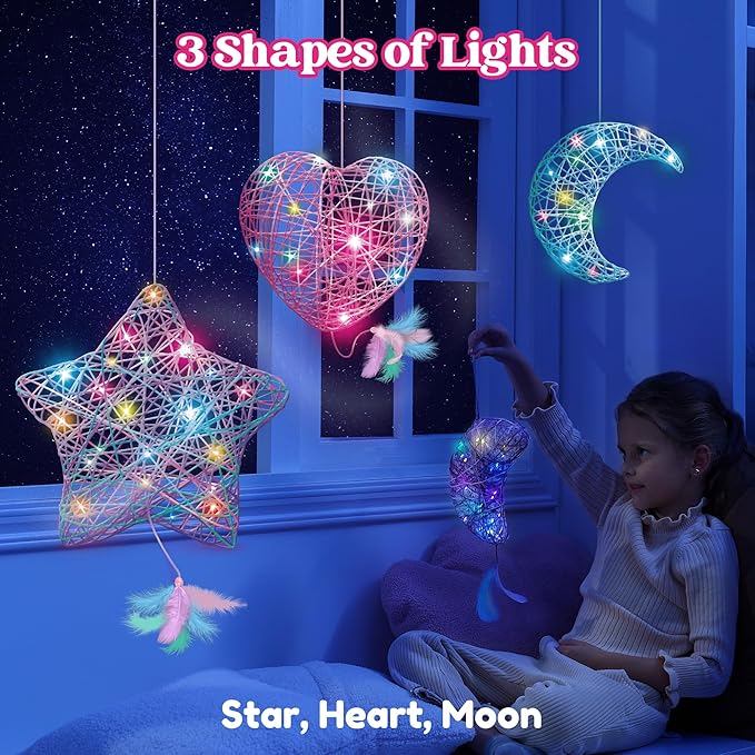 Klever Kits 3D String Art Kit for Kids, Light Up String Light Toy with 30 Multi-Colored LED Bulbs, Arts and Crafts Set, Birthday Gifts for Girls and Boys Ages 8+