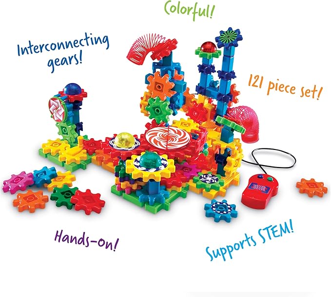Learning Resources Gears! Gears! Gears! Lights & Action Building Set, Puzzle, Gear Toy, 121 Pieces, Ages 5+