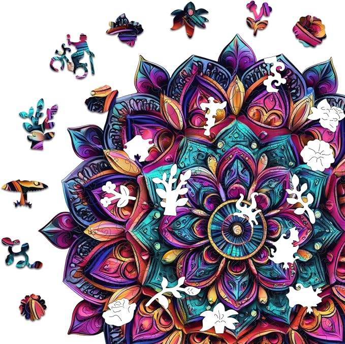 Wooden Jigsaw Puzzles, Mandela Wooden Puzzles for Adults 200 Pcs, 11.2'' x 11.4'' Luxurious Shaped Wood Puzzle, Beautiful Package, Best Gift for Adults and Kids, Family Game