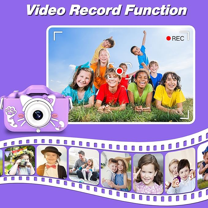 Goopow Kids Camera Toys for 3-8 Year Old Girls Boys,Children Digital Video Camcorder Camera with Cartoon Soft Cover, Best Chritmas Birthday Festival Gift for Kids - 32G SD Card Included