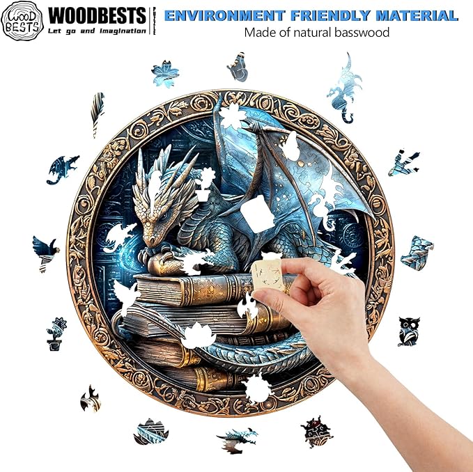 WOODBESTS Wooden Puzzles for Adults, Ancient Protector Wood Puzzles Adult(100 Pieces, S, 8.5 * 8.5in), Unique Shape Wooden Animal Jigsaw Puzzles, Birthday Gifts for Adults Family Game
