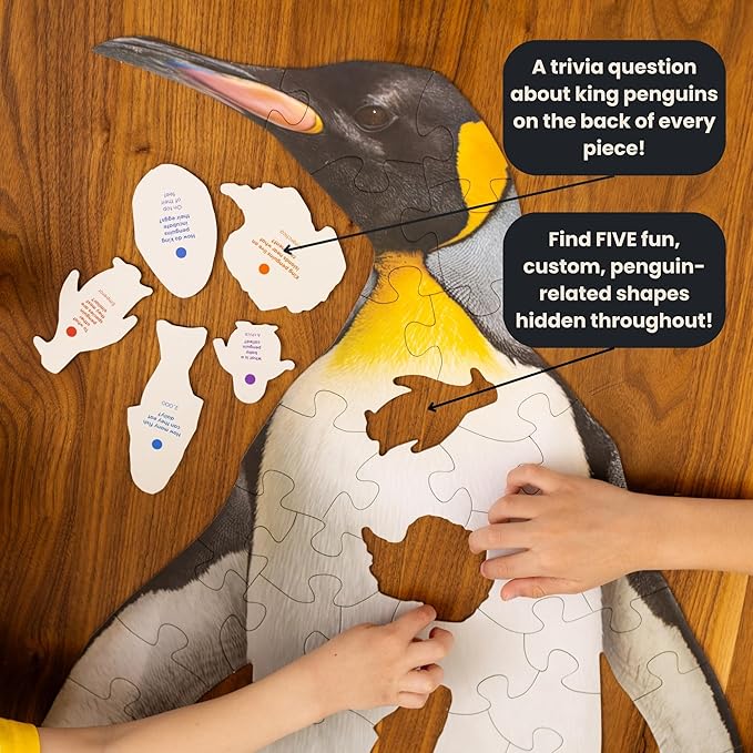 King Penguin Floor Puzzle– 50 pcs Life Size Jigsaw Puzzles for Adults, Teens & Kids, Animal-Themed Montessori Toys & Toddler Puzzles, Educational Activities for Children Ages 3+