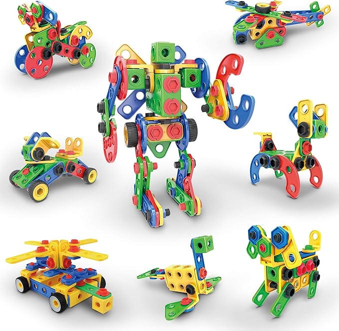 PicassoTiles 152pc STEM Construction Toy Building Set for Kids Ages 3+ Includes Power Drill, Ratchet, Idea Book, Storage Box Educational Engineering Science Kit & Sensory Toys for Boys & Girls PTN152