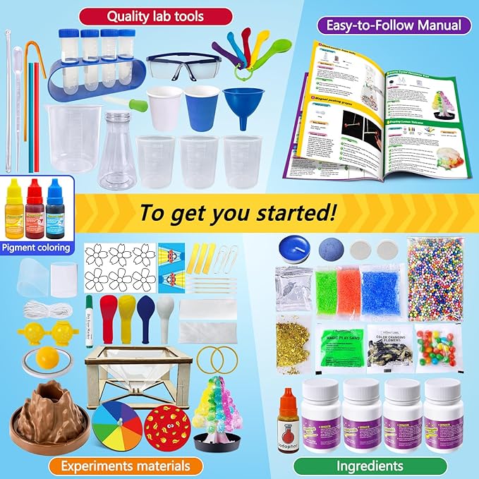 270+ Experiments Science Lab Kit for Kids Boys Girls Birthday Gifts Toys, Chemistry Set, Volcano, Crystal, Magic, Physics S.T.E.M Educational Project