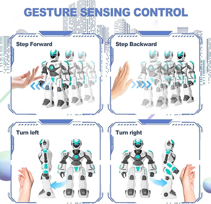 Remote Voice Control Large Robot: Intelligent Programmable Popular Science Story Toys with Gesture Sensing Presents for Kids