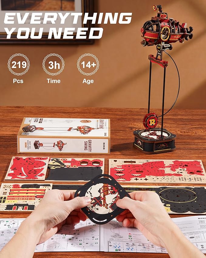 ROKR Pendulum Balance Toy, 3D Wooden Puzzles for Adults, Retro Deep-Sea Adventurer, DIY Craft Wood Puzzle Kit, Unique Gift for Men Women