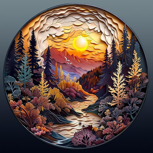 Wooden Puzzle for Adults-3D Sunset Forest Wooden Puzzle Unique Shape Advanced Animal Jigsaw Puzzle for Adults and Kids,Best Gift,Wood Puzzles,Challenge Wooden Jigsaw Puzzle (M-11.4 * 11.4in-200pcs)