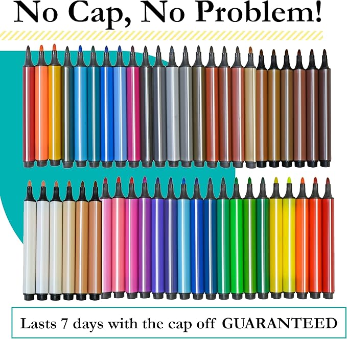 The Pencil Grip Magic Tri Stix, Non-Toxic and Washable Markers For Kids, 48 set, 36 Rainbow + 12 Global Skin Tone Markers, TPG-390