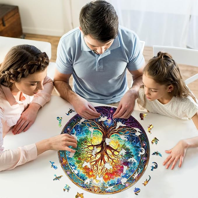 Wooden Puzzles for Adults, 200 Pieces Tree of Life Puzzle Uniquely Irregular Animal Shaped Wooden Jigsaw Puzzles, Creative Gift for Teenagers and Adults