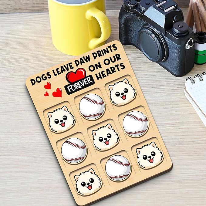 Personalized Dog XO Board Game, Personalized Cute Dog Wooden Noughts and Crosses Game, Pet Table Decor Road Trip Travel Game for Family (Dog 3)