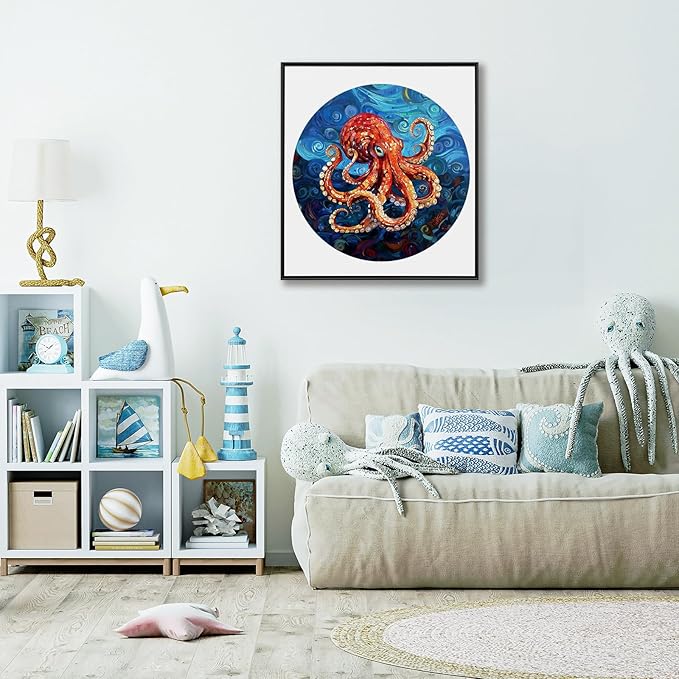 Wooden Puzzles for Adults - Deep-Sea Octopus Wooden Jigsaw Puzzle - Unique Animal Shaped Wood Puzzles Adult - Christmas Birthday Gifts for Adults/Friends/Family - 300pcs 13.4 * 13.4in