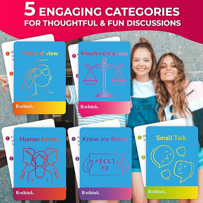 QUOKKA Conversation Cards for Families – 500 Thoughtful Questions in 5 Categories – Premium Conversation Starter Cards for Family Game Nights, Reunions, and Travel – Sharing Joy Table Talk Deck